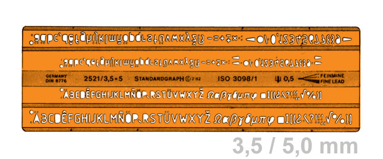 standardgraph 2521 Schriftschablone DUO - Kombischablone 3,5mm und 5 mm